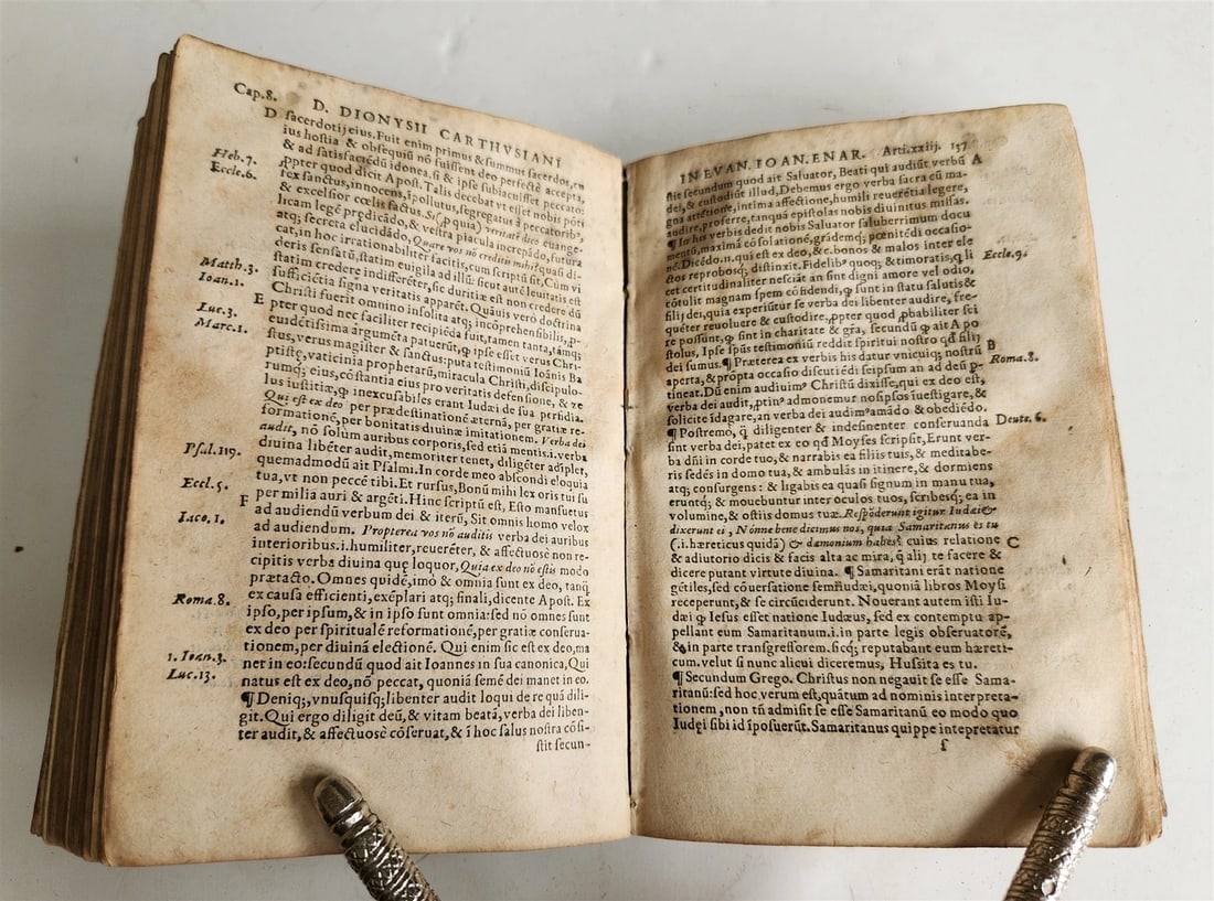 1554 Commentary on Gospel of John by Dionysius Carthusian antique vellum binding - 6