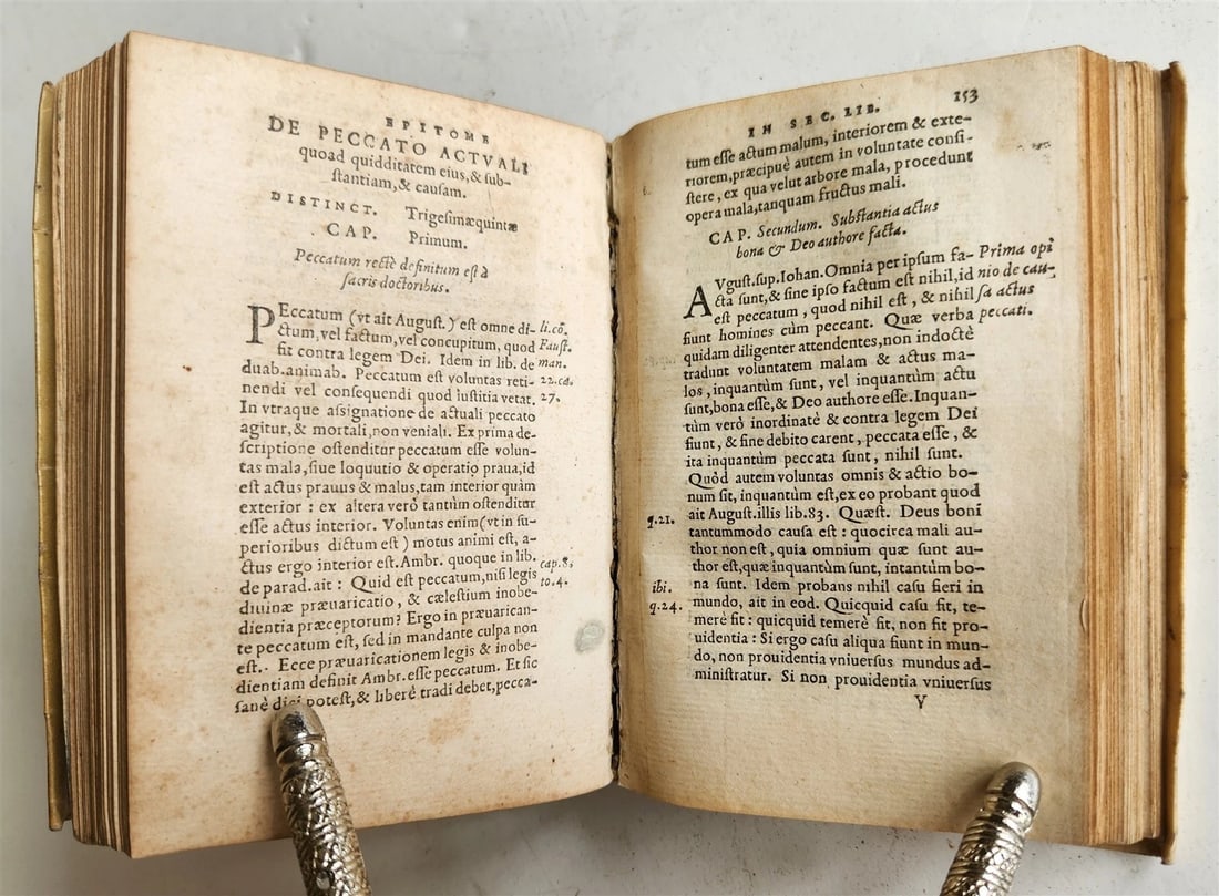 1551 COMMENTARIES to Peter Lombard's Sentences by Spinaeus antique vellum 16th C - 8