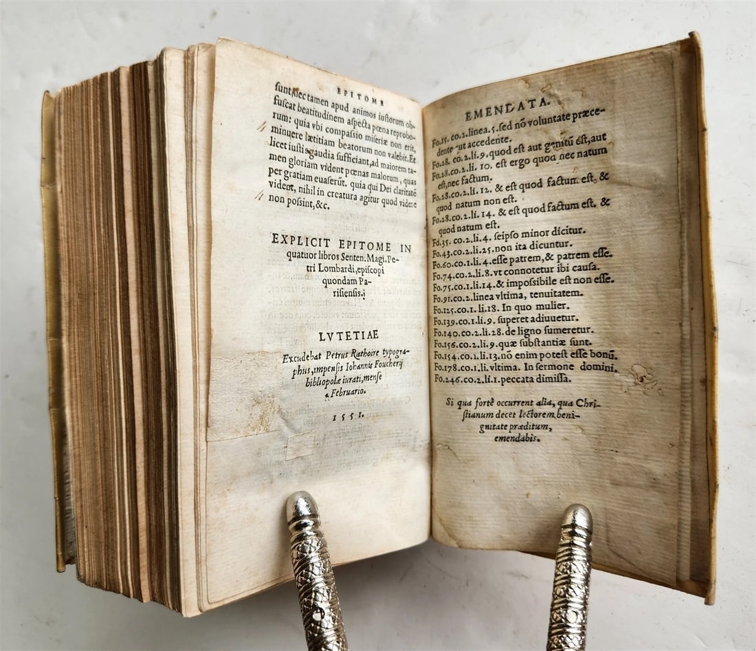 1551 COMMENTARIES to Peter Lombard's Sentences by Spinaeus antique vellum 16th C - 9
