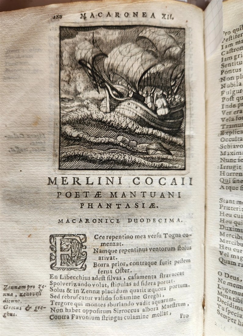 1692 ILLUSTRATED MACARONIC by POETRY MERLINI COCAII antique 17th CENTURY vellum - 14