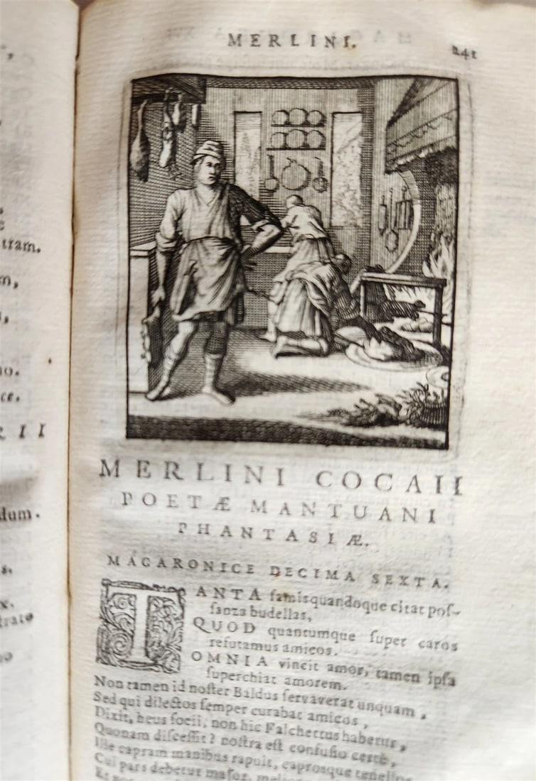 1692 ILLUSTRATED MACARONIC by POETRY MERLINI COCAII antique 17th CENTURY vellum - 17