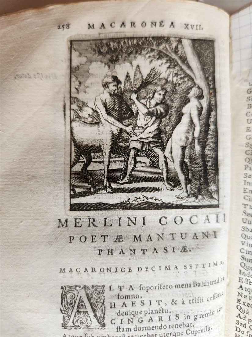 1692 ILLUSTRATED MACARONIC by POETRY MERLINI COCAII antique 17th CENTURY vellum - 18