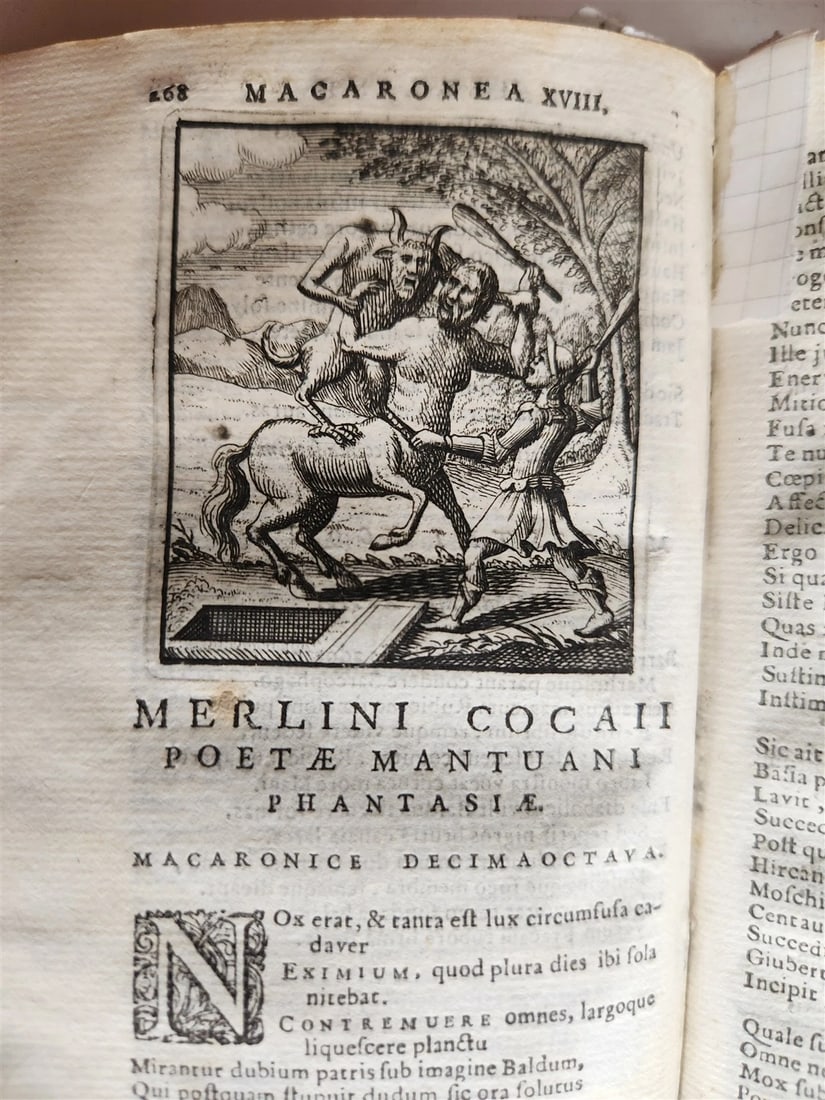 1692 ILLUSTRATED MACARONIC by POETRY MERLINI COCAII antique 17th CENTURY vellum - 19