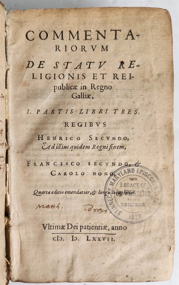 1577 HISTORY OF RELIGIOUS WARS in FRANCE antique vellum bound 16th CENTURY - 2