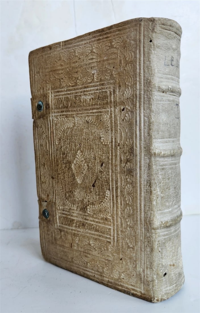 1730 Bibliotheca rhetorum in LATIN antique DECORATIVE PIGSKIN over WOOD BINDING - 3
