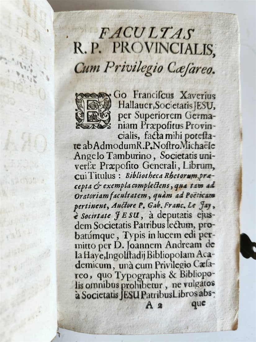 1730 Bibliotheca rhetorum in LATIN antique DECORATIVE PIGSKIN over WOOD BINDING - 8