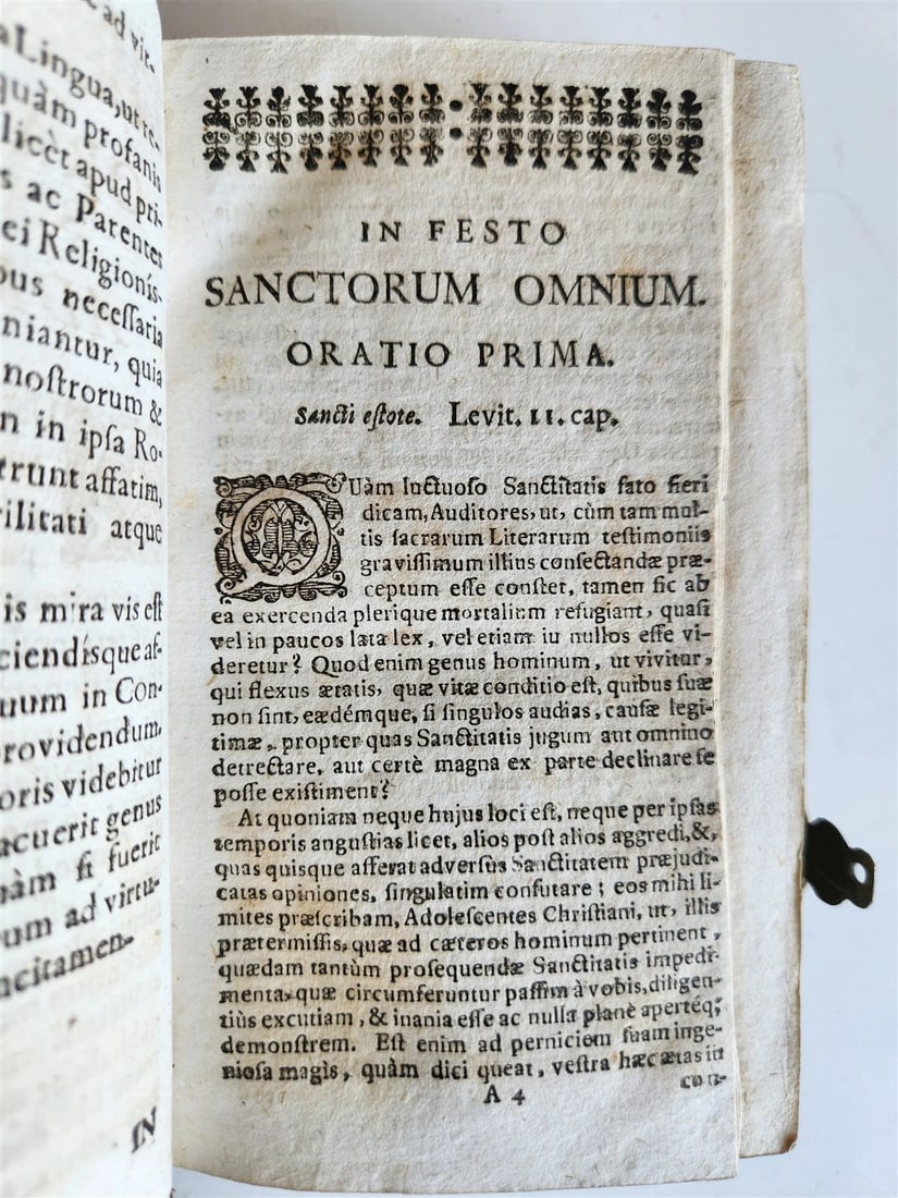 1730 Bibliotheca rhetorum in LATIN antique DECORATIVE PIGSKIN over WOOD BINDING - 9