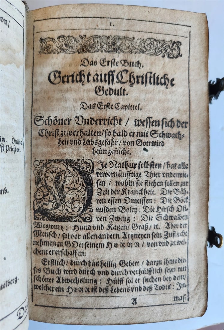 1650 PRAYER BOOK Vogler ILLUSTRATED antique DECORATIVE PIGSKIN BINDING w/ CLASPS - 10