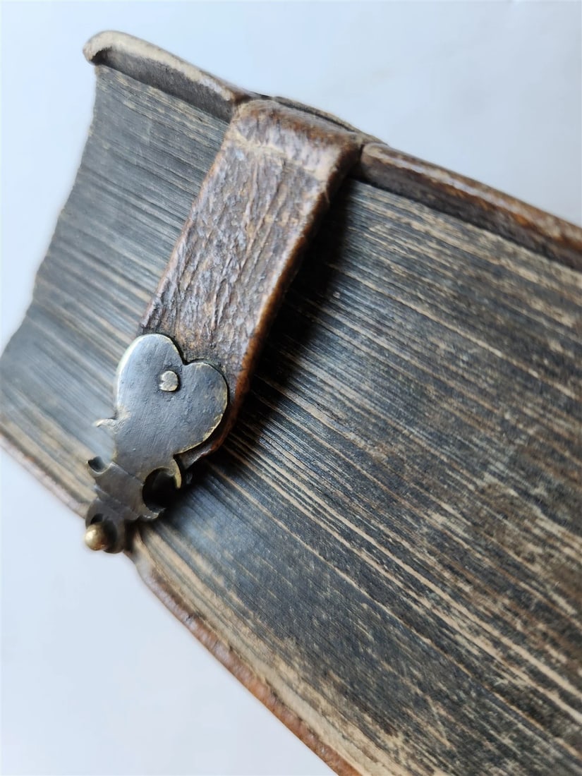1650 PRAYER BOOK Vogler ILLUSTRATED antique DECORATIVE PIGSKIN BINDING w/ CLASPS - 15