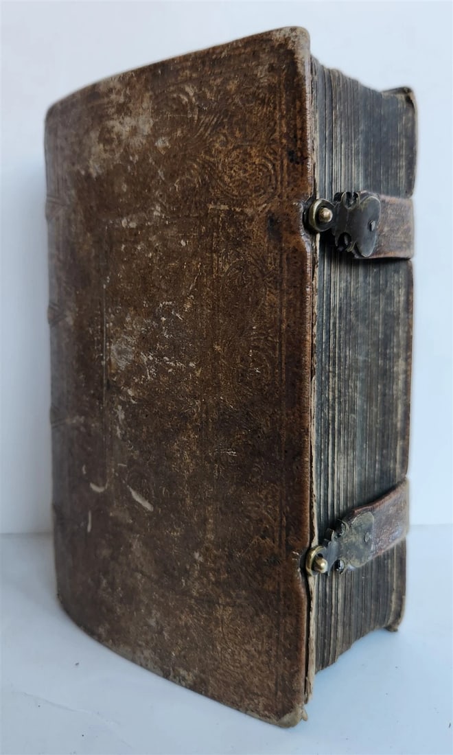 1650 PRAYER BOOK Vogler ILLUSTRATED antique DECORATIVE PIGSKIN BINDING w/ CLASPS - 5