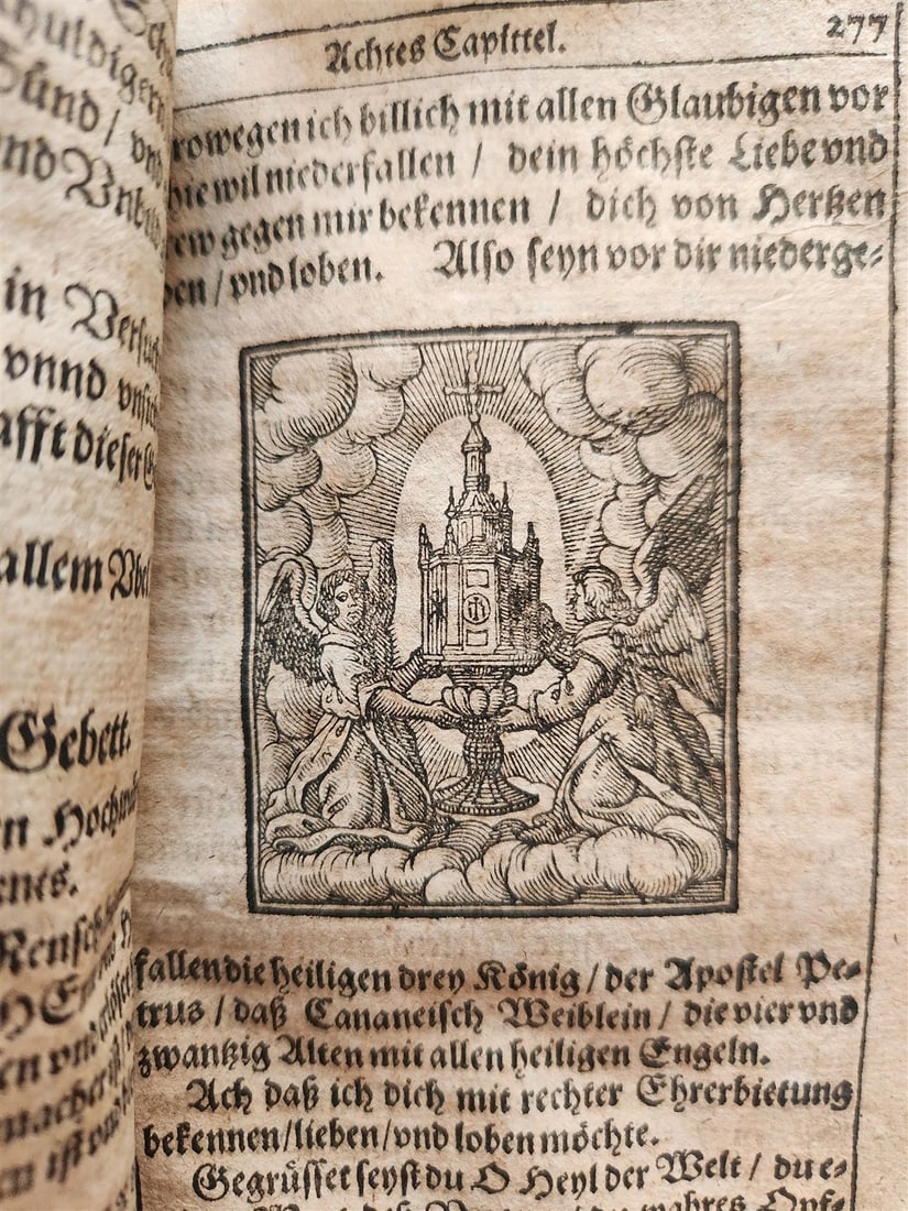 1650 PRAYER BOOK Vogler ILLUSTRATED antique DECORATIVE PIGSKIN BINDING w/ CLASPS - 7