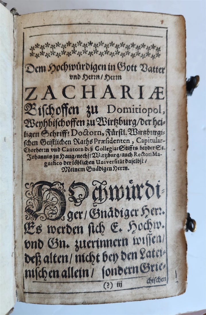 1650 PRAYER BOOK Vogler ILLUSTRATED antique DECORATIVE PIGSKIN BINDING w/ CLASPS - 9