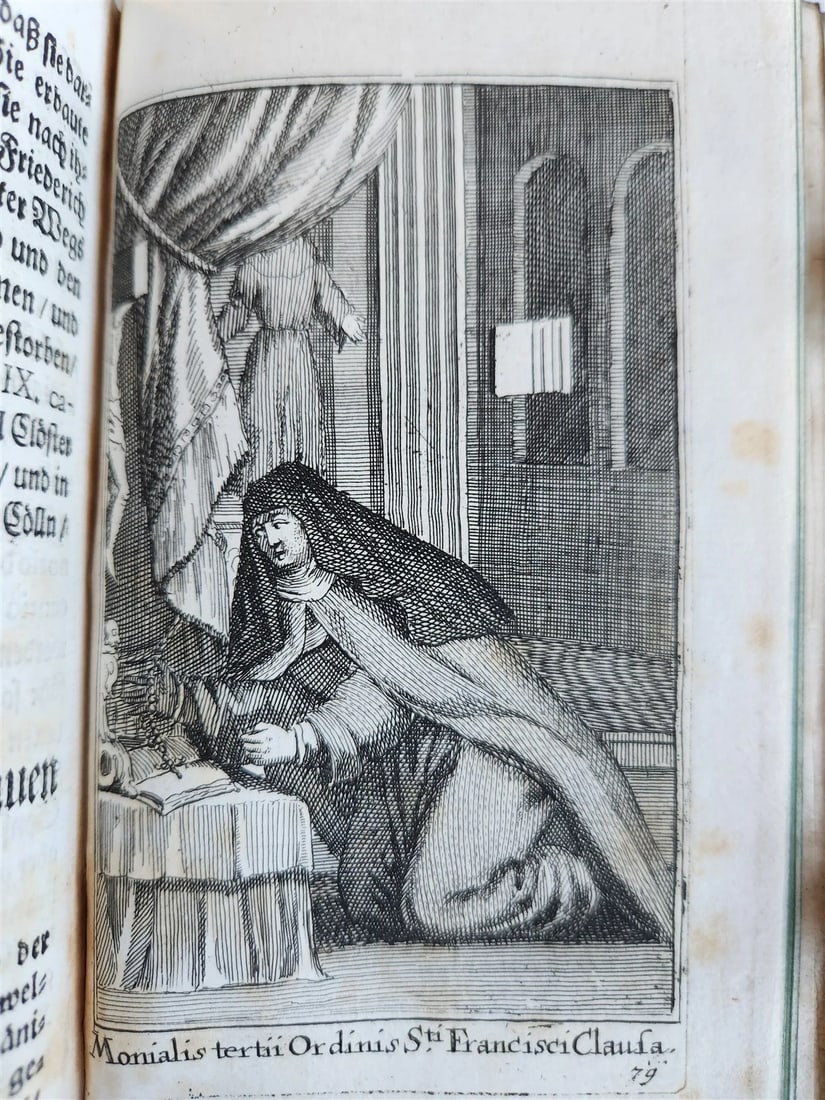 1692 HISTORY of RELIGIOUS ORDERS ILLUSTRATED w/ 164 ENGRAVINGS antique VELLUM - 16
