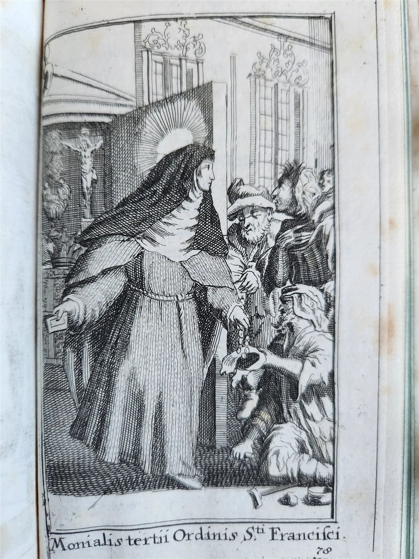1692 HISTORY of RELIGIOUS ORDERS ILLUSTRATED w/ 164 ENGRAVINGS antique VELLUM - 17