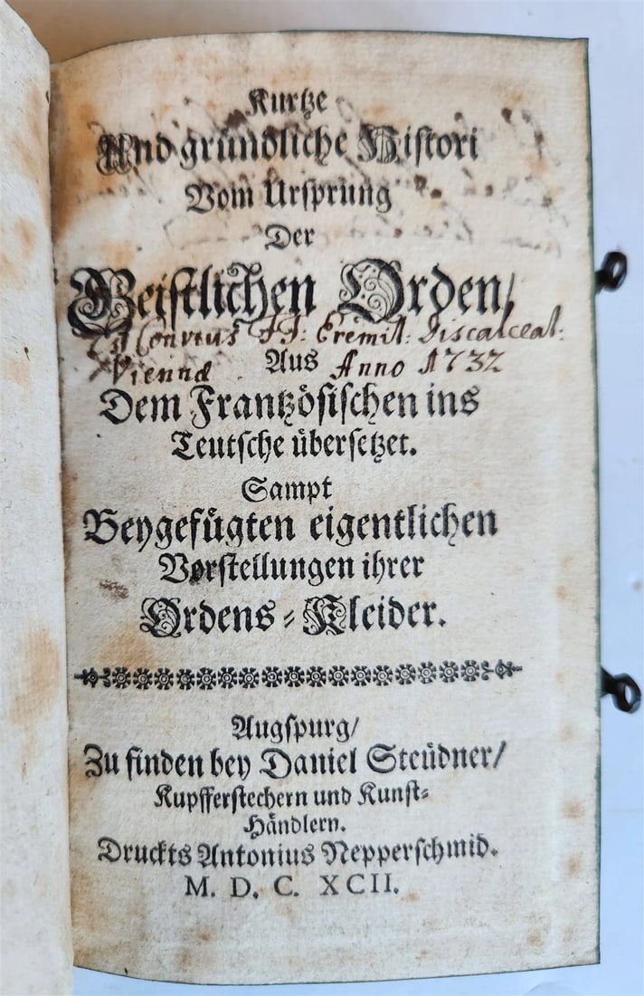 1692 HISTORY of RELIGIOUS ORDERS ILLUSTRATED w/ 164 ENGRAVINGS antique VELLUM - 3