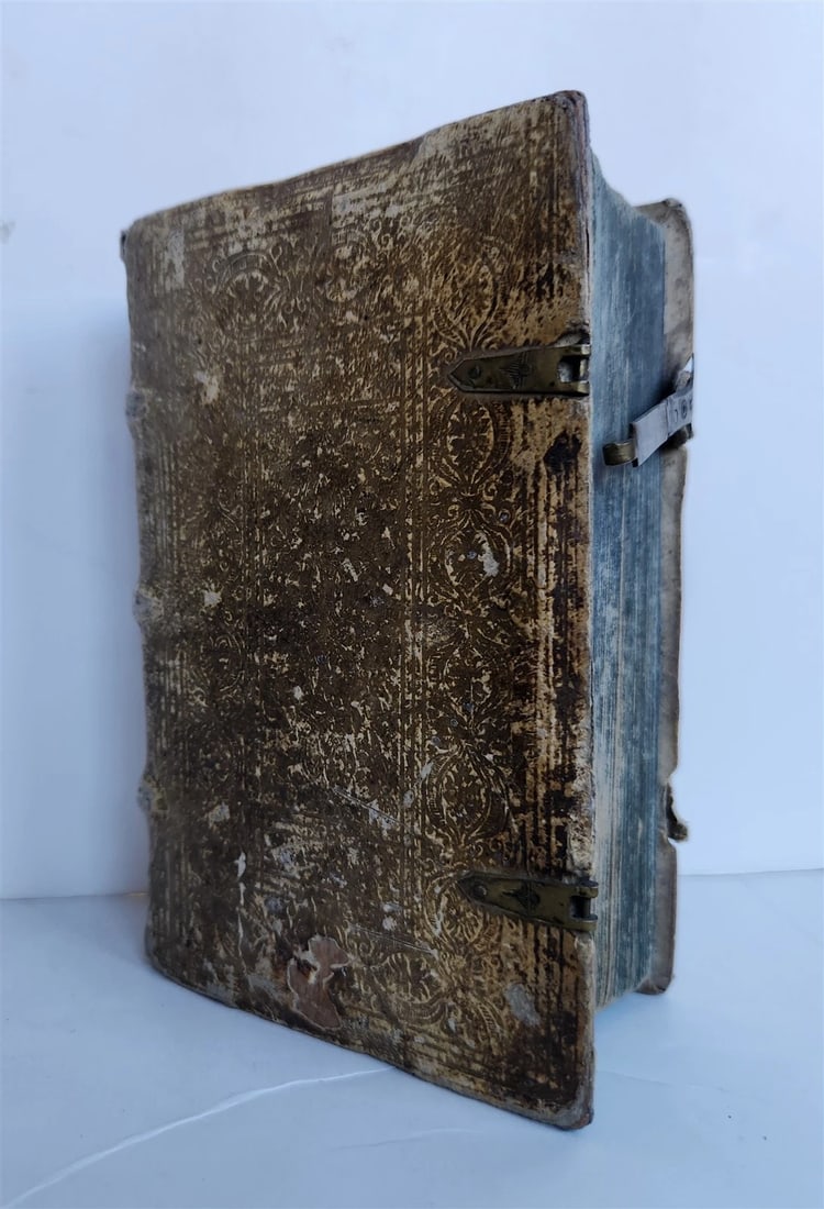 1608 SERMONS by JEAN QUINTIN antique PIGSKIN over WOOD BINDING - 3