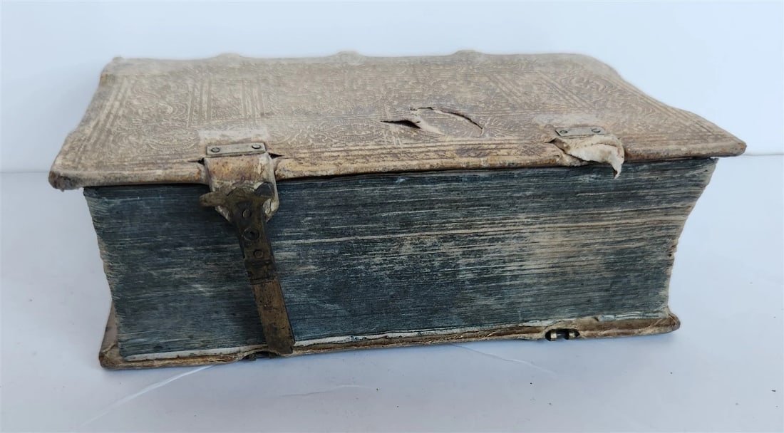 1608 SERMONS by JEAN QUINTIN antique PIGSKIN over WOOD BINDING - 4