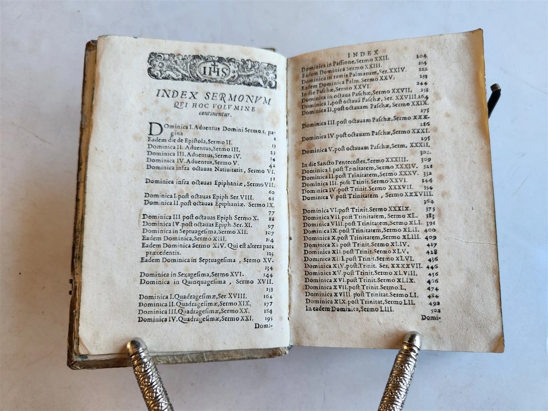 1608 SERMONS by JEAN QUINTIN antique PIGSKIN over WOOD BINDING - 7