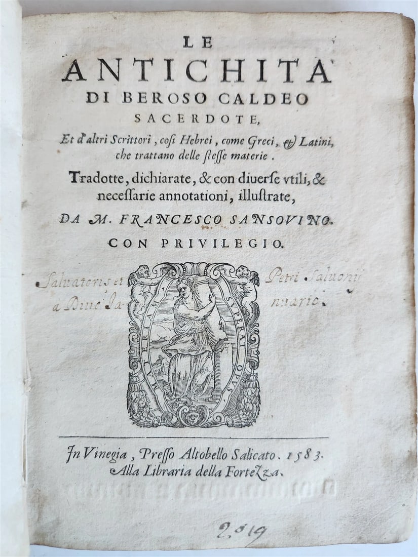 1583 ANTIQUITIES of CHALDEAN PRIES BEROSSUS antique by Francesco Sansovino (1 of 9)