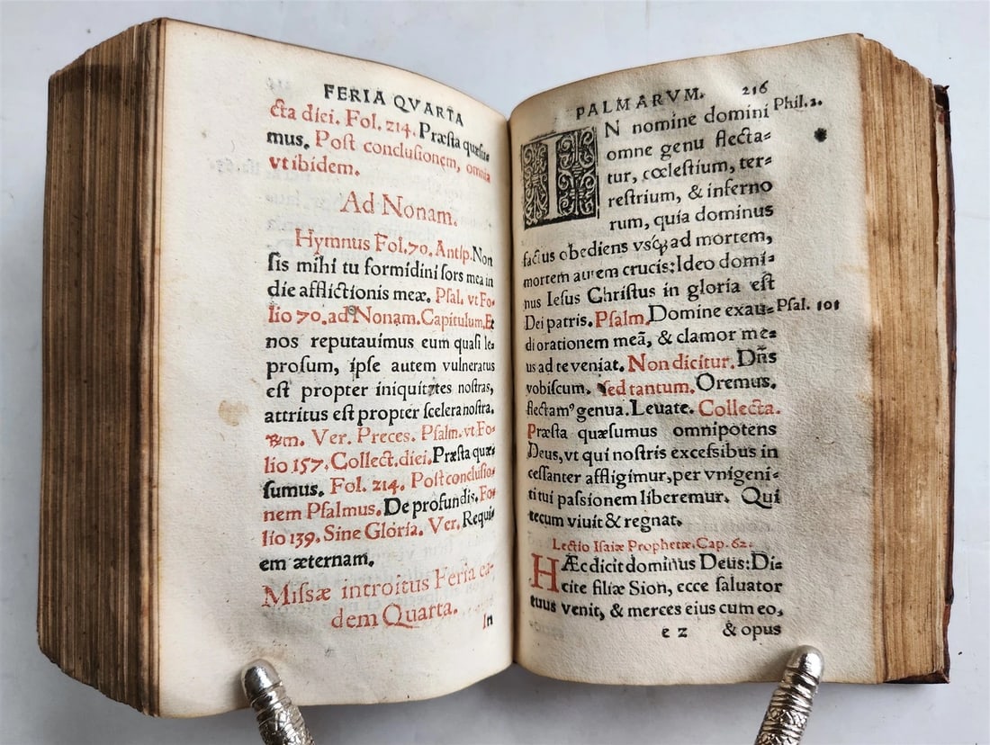 1597 LITURGY ILLUSTRATED Office of Holy Week antique ORIGINAL 16th CENT. BINDING - 13