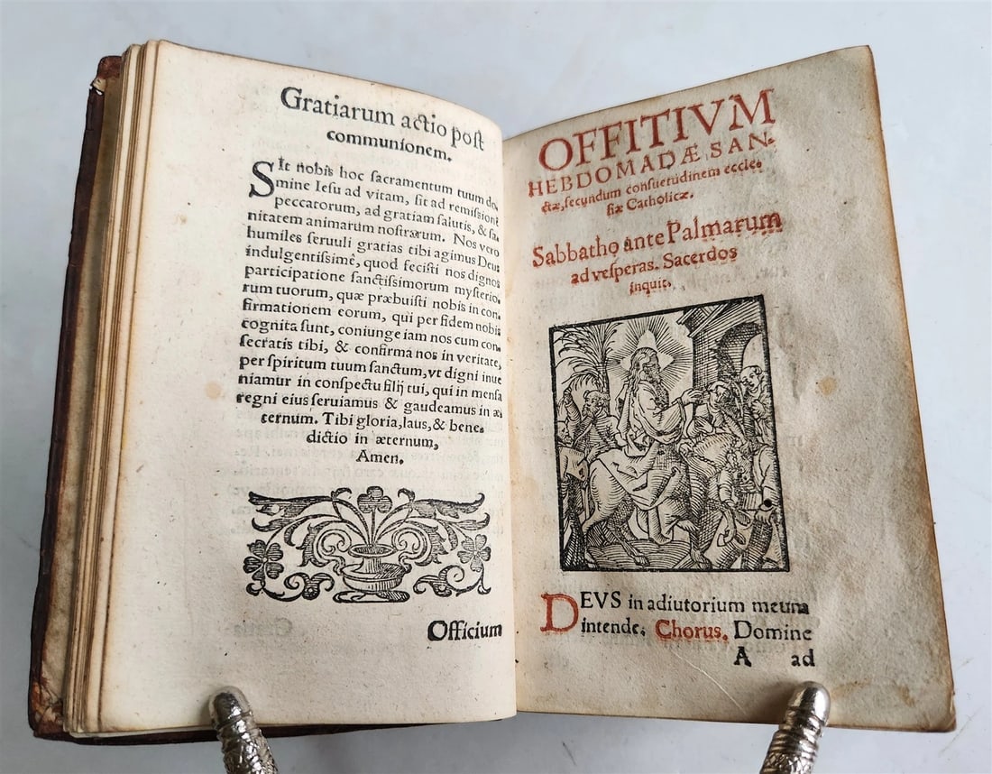 1597 LITURGY ILLUSTRATED Office of Holy Week antique ORIGINAL 16th CENT. BINDING - 3