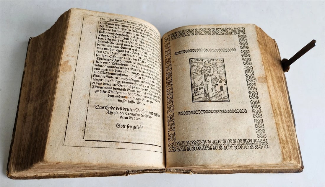 1604 HISTORY of FRANCISCAN ORDER in GERMAN by Mark of Lisbon antique PIGSKIN - 5