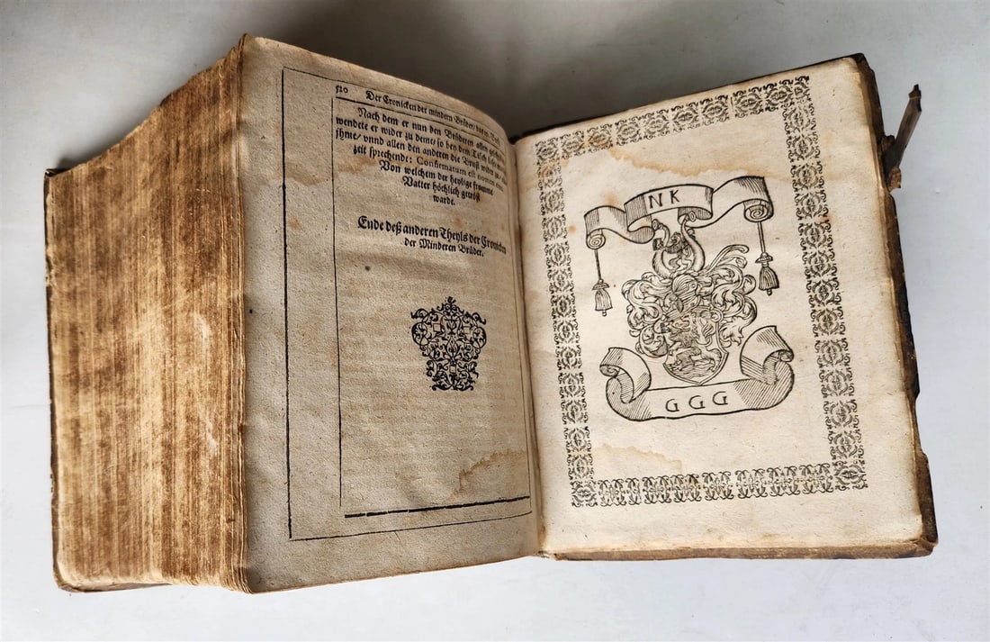 1604 HISTORY of FRANCISCAN ORDER in GERMAN by Mark of Lisbon antique PIGSKIN - 6