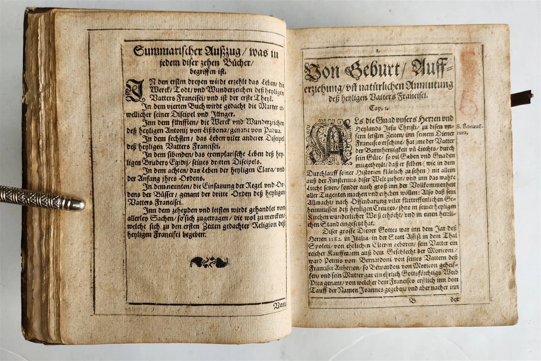 1604 HISTORY of FRANCISCAN ORDER in GERMAN by Mark of Lisbon antique PIGSKIN - 9