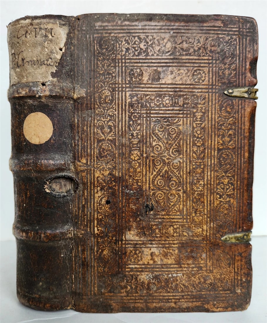 1581 SERMONS in LATIN Concionum de tempore antique PIGSKIN BINDING w/ CLASPS (1 of 12)