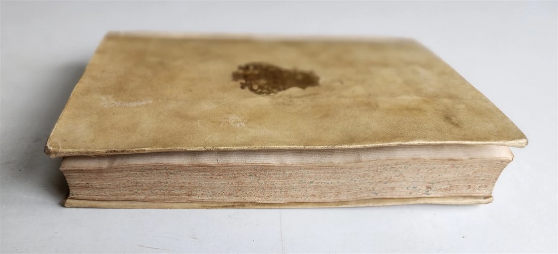 1658 LIFE of BASIL the GREAT antique VELLUM BINDING w/ COAT of ARMS provenance - 12