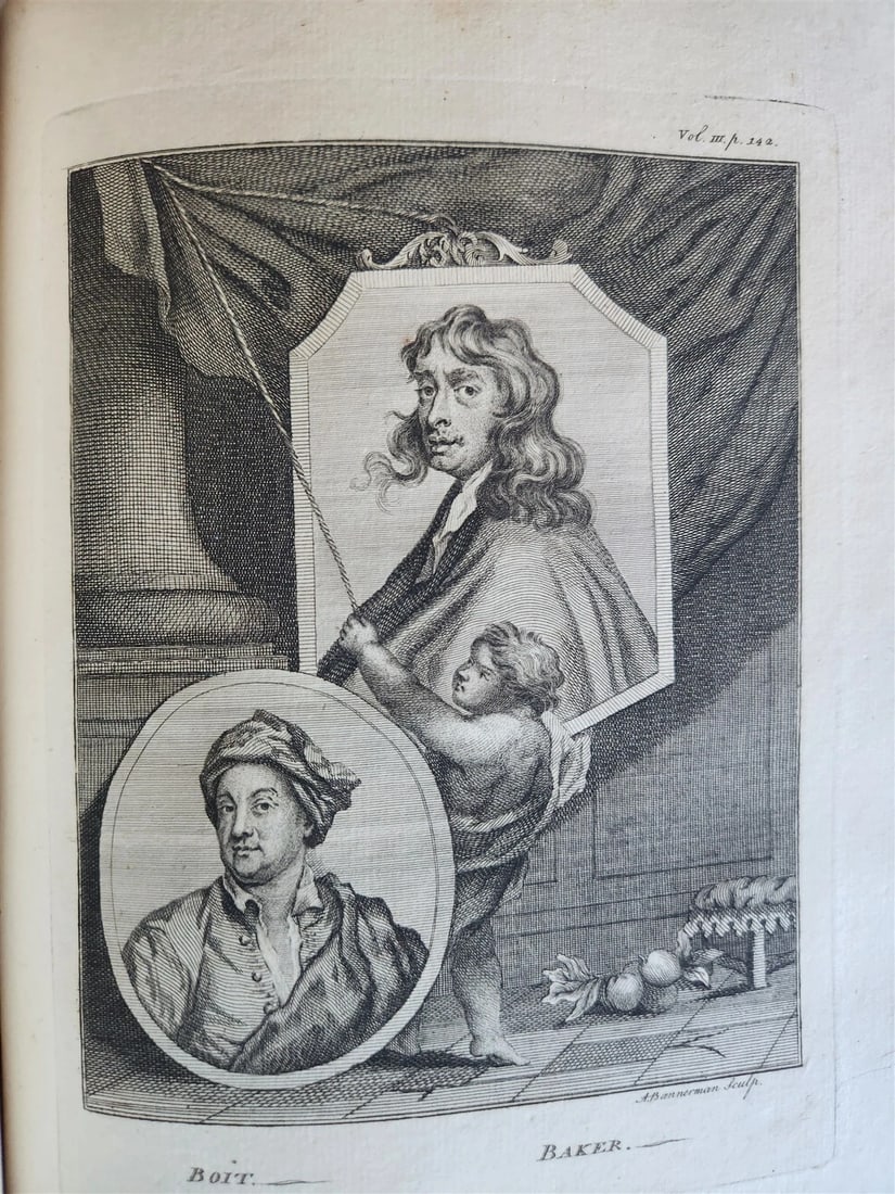 1762 ANECDOTES of PAINTING in ENGLAND antique ILLUSTRATED w/90 engravings 2 vols - 18