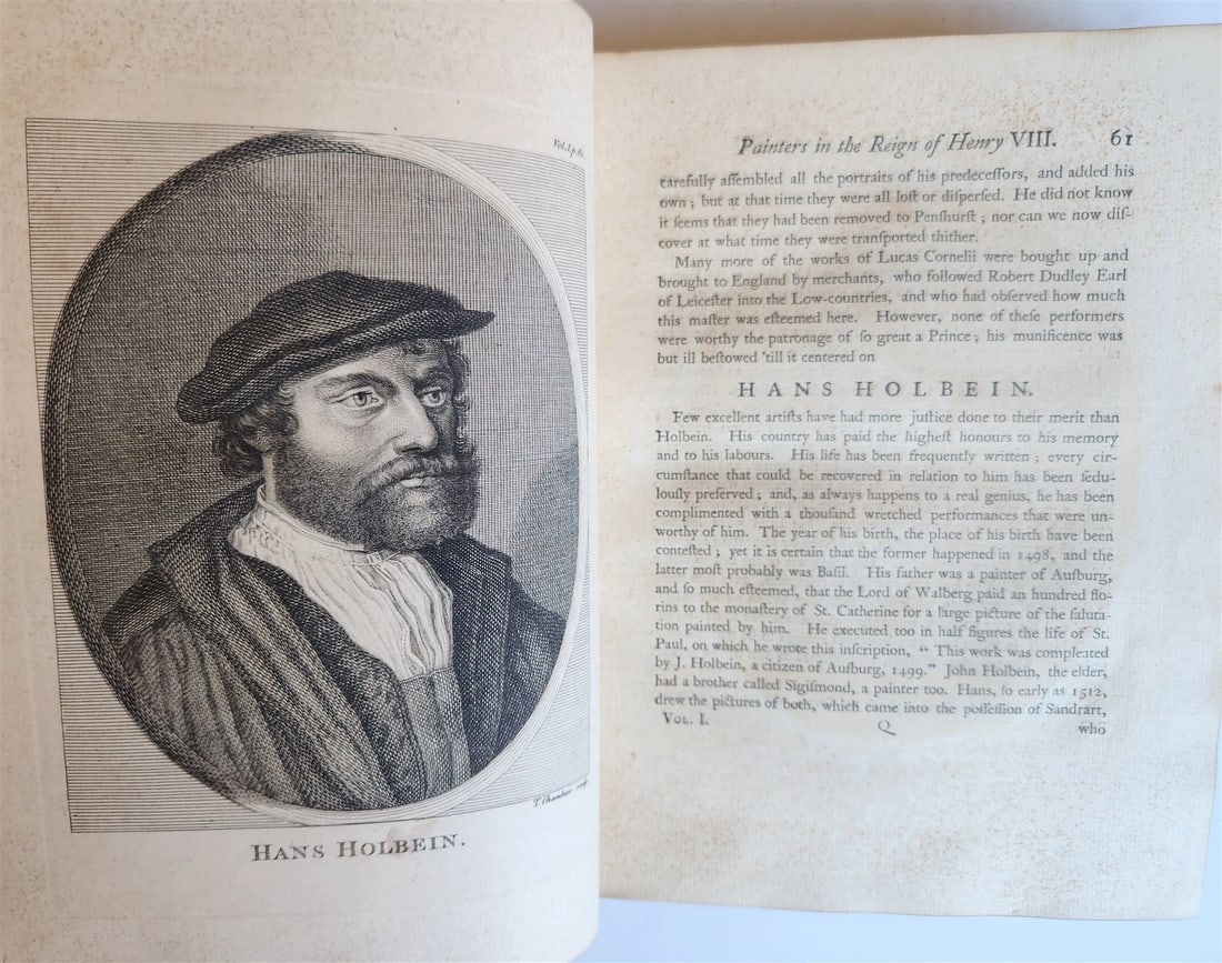 1762 ANECDOTES of PAINTING in ENGLAND antique ILLUSTRATED w/90 engravings 2 vols - 5