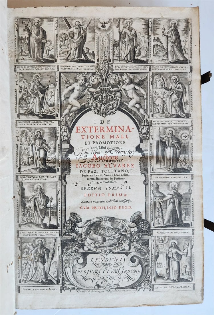 1613 On EXTERMINATION of EVIL & PROMOTION of GOOD antique JESUIT PIGSKIN FOLIO - 2