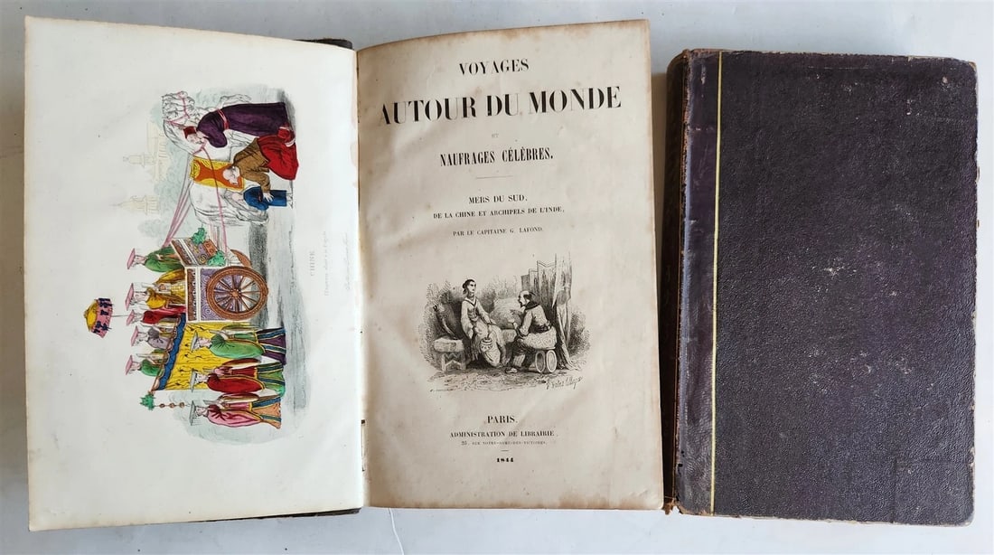 1843 TRAVELS to AMERICA CHINA INDIA 8 vols ILLUSTRATED antique in FRENCH - 2