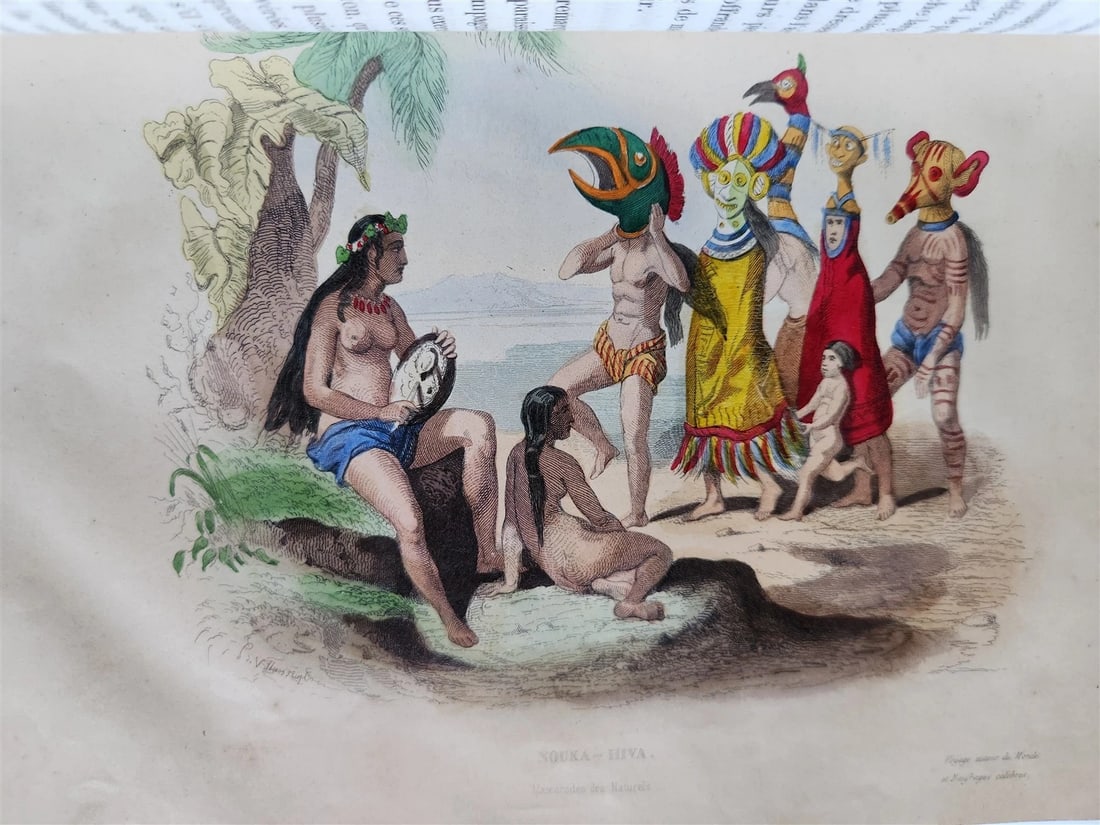 1843 TRAVELS to AMERICA CHINA INDIA 8 vols ILLUSTRATED antique in FRENCH - 7