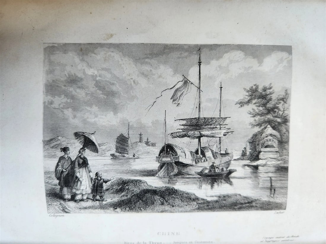 1843 TRAVELS to AMERICA CHINA INDIA 8 vols ILLUSTRATED antique in FRENCH - 9