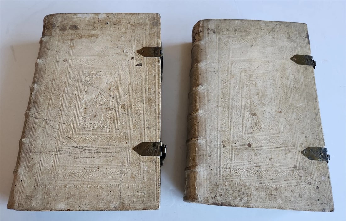 1729 CANON LAW antique 2 VOLUMES PIGSKIN BOUND FOLIO - 3