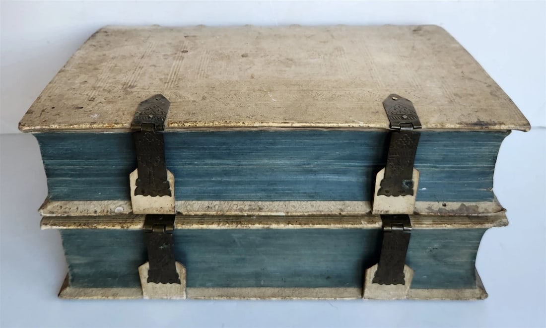 1729 CANON LAW antique 2 VOLUMES PIGSKIN BOUND FOLIO - 5