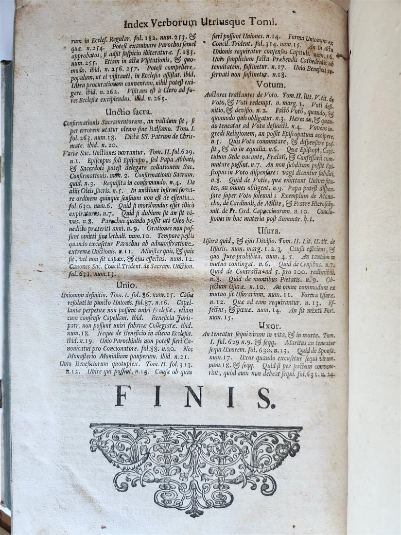 1729 CANON LAW antique 2 VOLUMES PIGSKIN BOUND FOLIO - 9