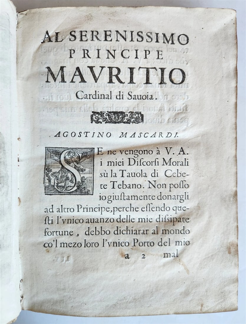 1627 Discorsi Morali Su La Tavola di Cebete Tebano antique VELLUM BOUND - 4