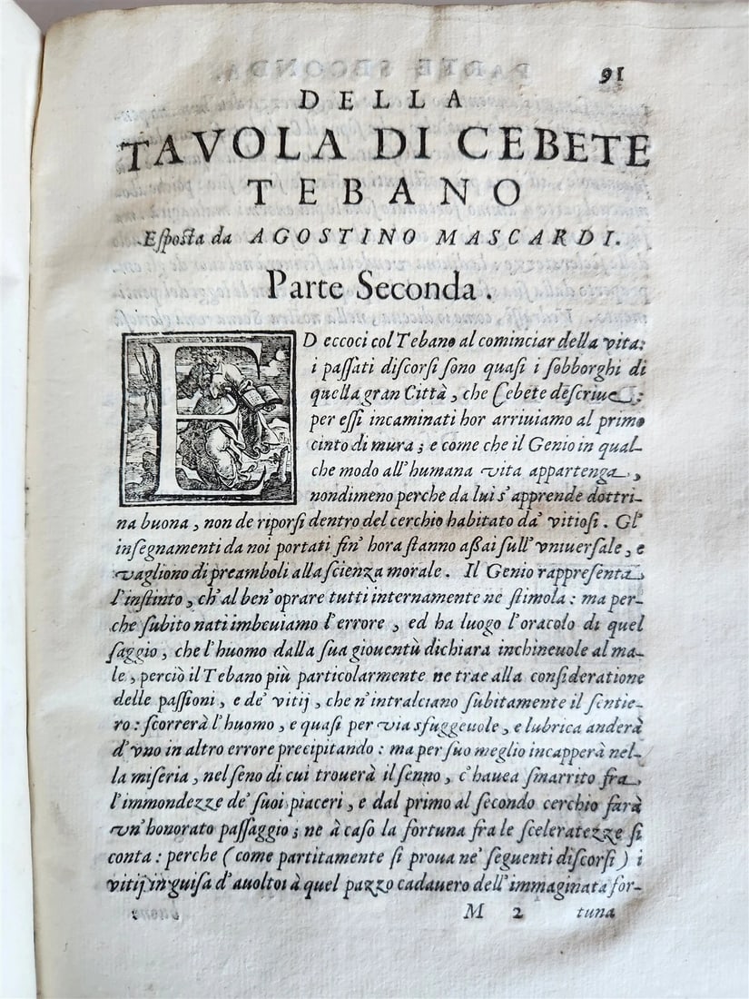 1627 Discorsi Morali Su La Tavola di Cebete Tebano antique VELLUM BOUND - 5