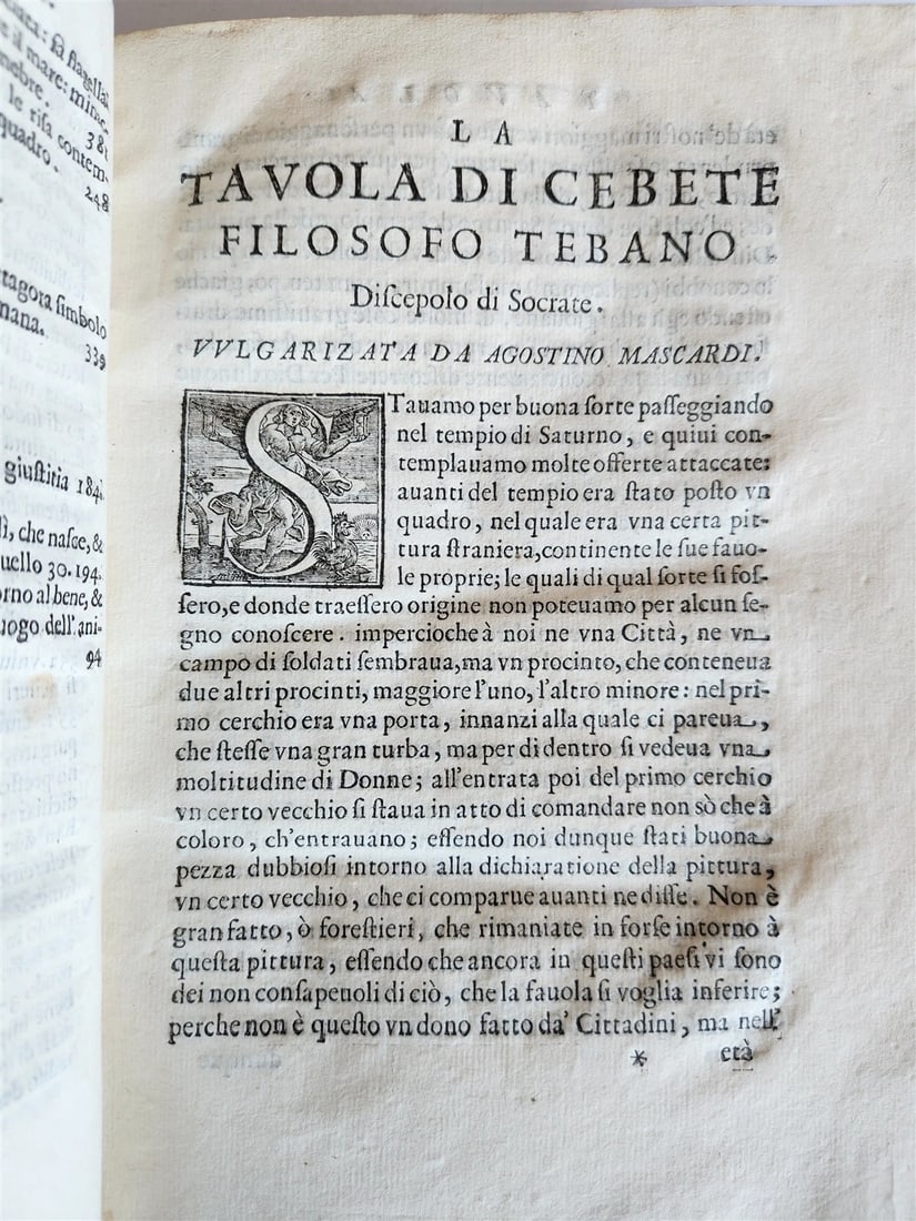 1627 Discorsi Morali Su La Tavola di Cebete Tebano antique VELLUM BOUND - 7