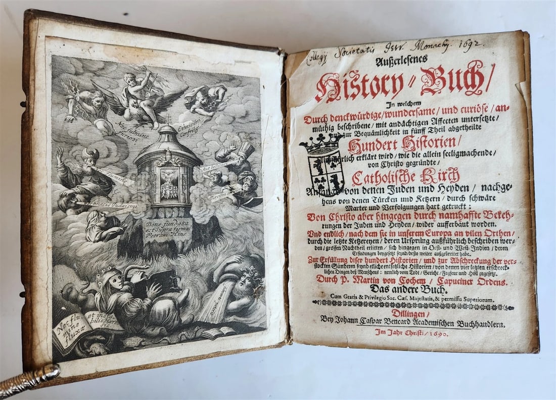 1690 HISTORY BOOK in GERMAN antique PIGSKIN BOUND 17th CENTURY - 2