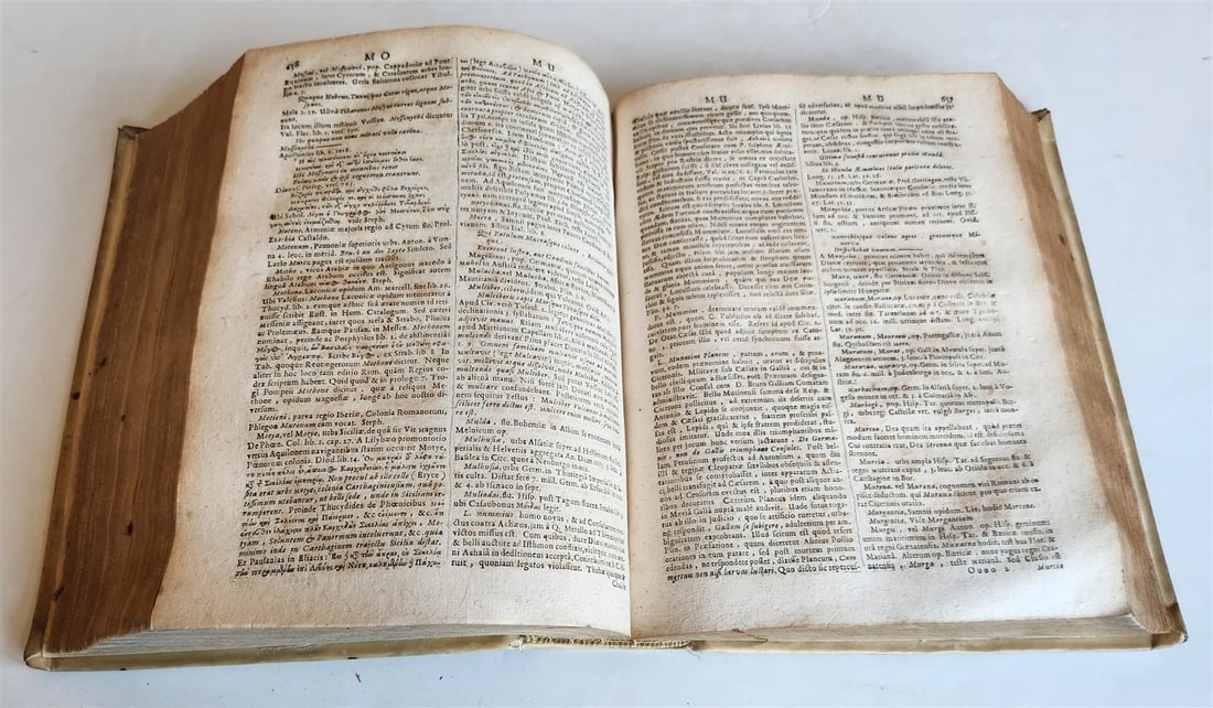 1693 DICTIONARY HISTORICAL GEOGRAPHICAL & POETICAL antique VELLUM BOUND 17th C. - 6