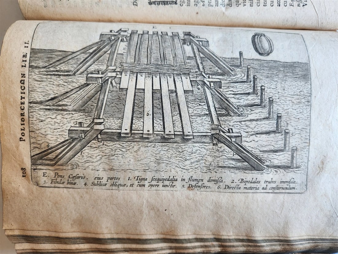 1614 DE MILITIA ROMANA by LIPSIUS antique ILLUSTRATED WARFARE Plantiniana vellum - 10