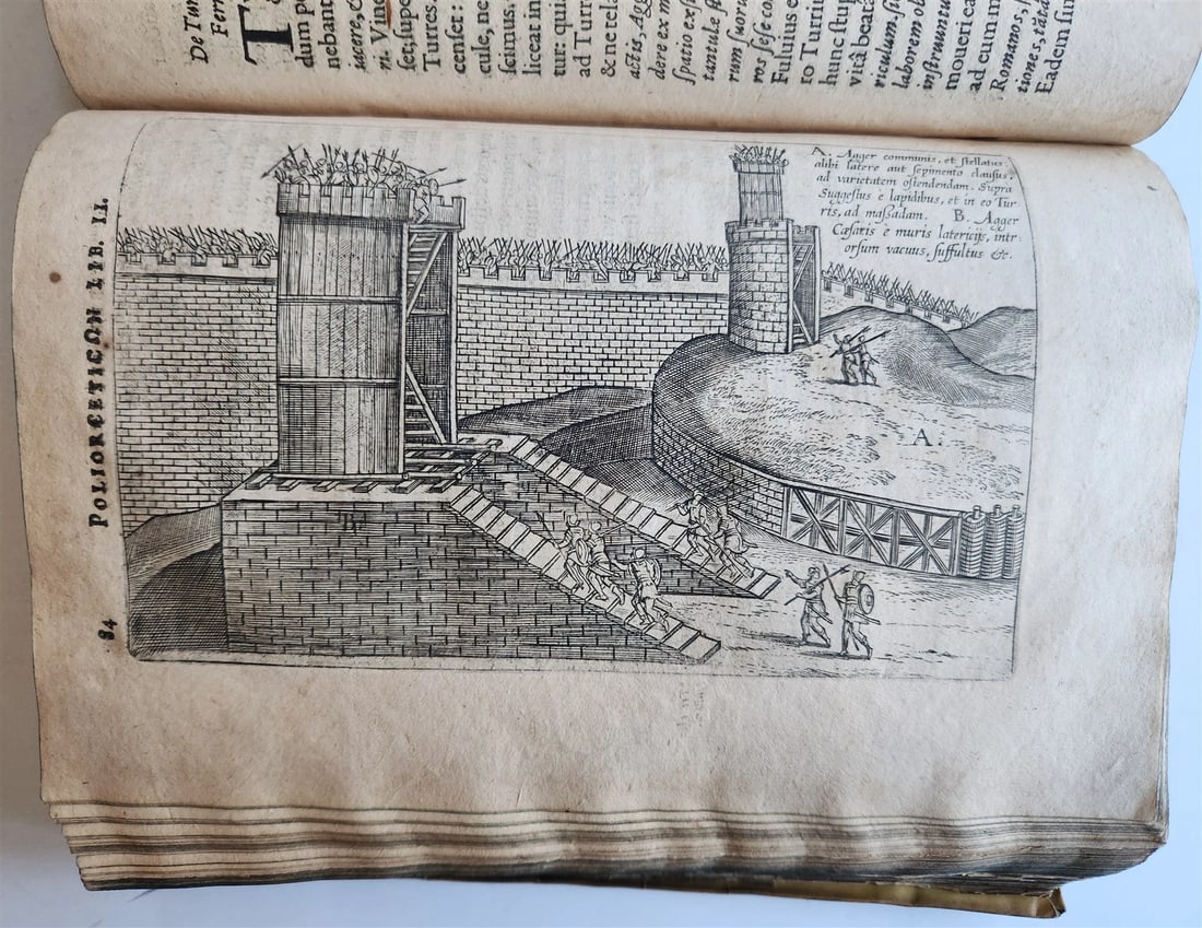 1614 DE MILITIA ROMANA by LIPSIUS antique ILLUSTRATED WARFARE Plantiniana vellum - 11