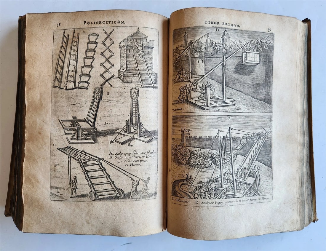1614 DE MILITIA ROMANA by LIPSIUS antique ILLUSTRATED WARFARE Plantiniana vellum - 15
