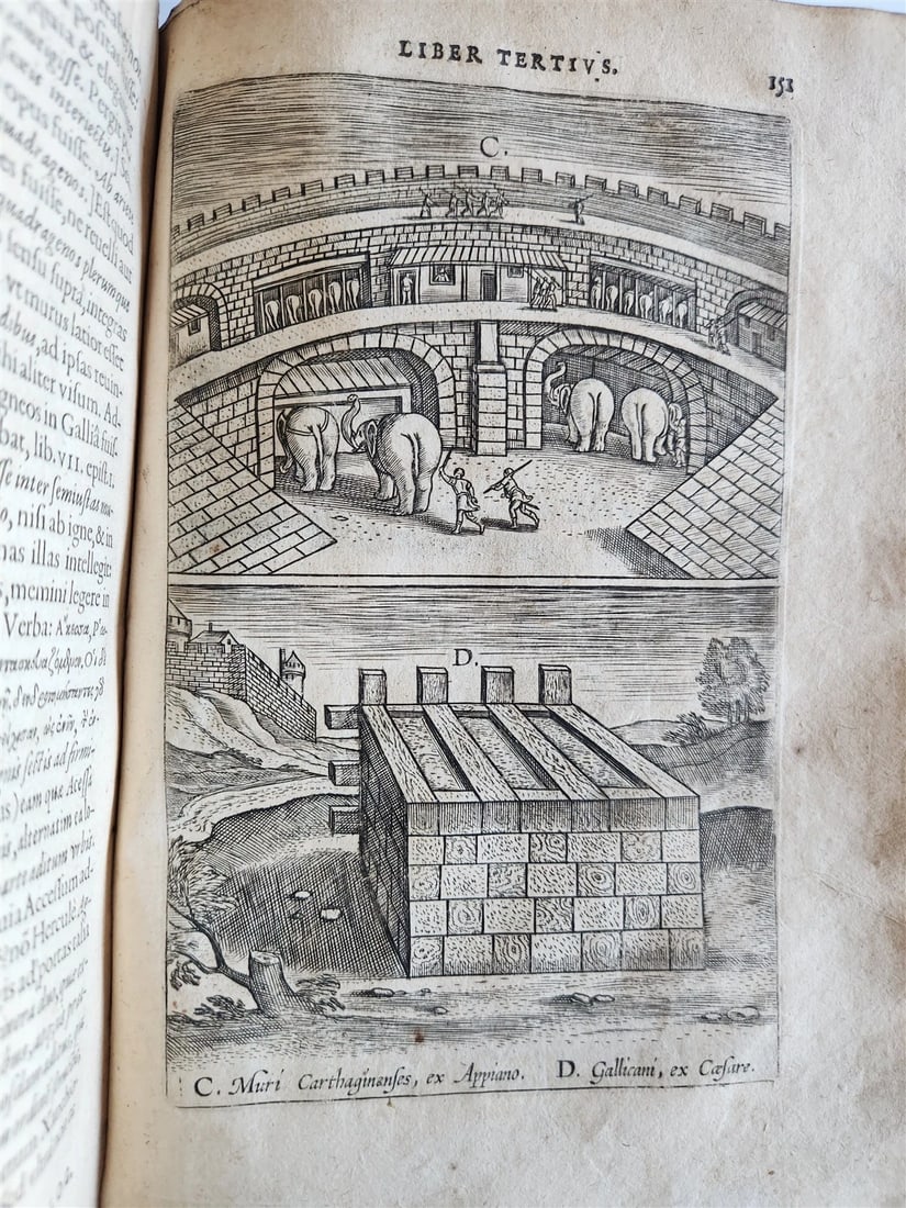 1614 DE MILITIA ROMANA by LIPSIUS antique ILLUSTRATED WARFARE Plantiniana vellum - 2