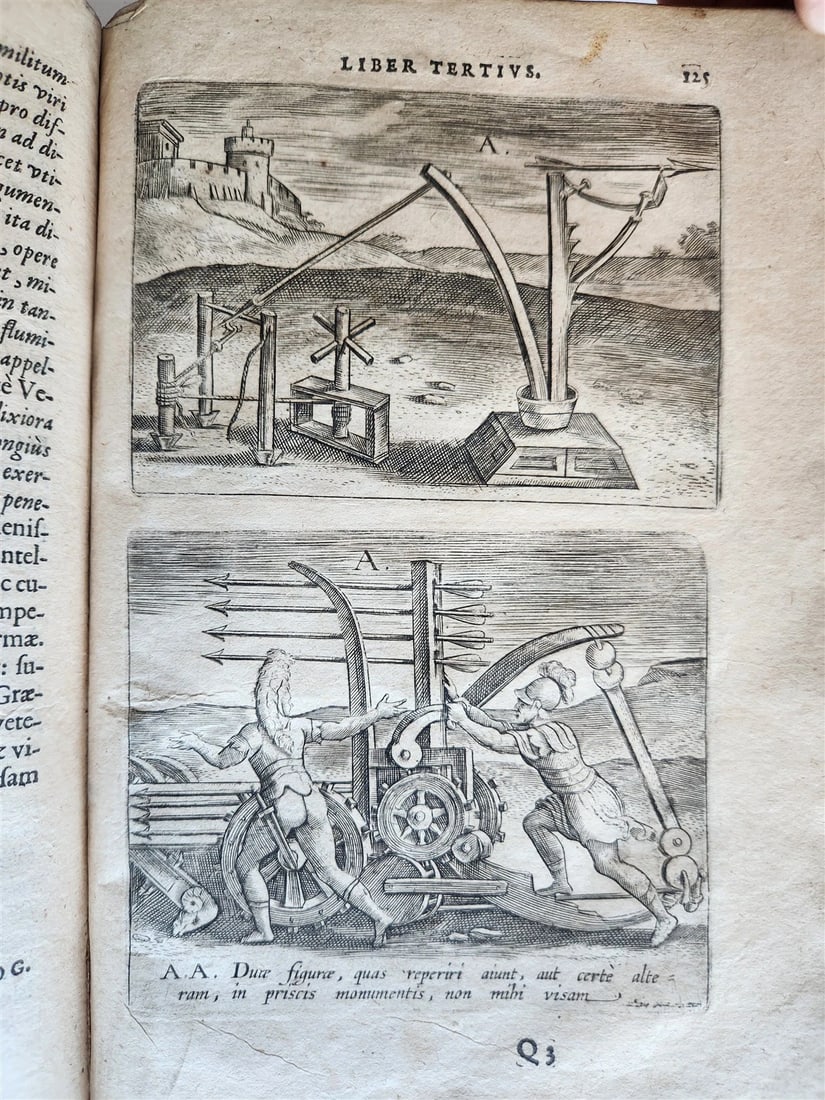1614 DE MILITIA ROMANA by LIPSIUS antique ILLUSTRATED WARFARE Plantiniana vellum - 9