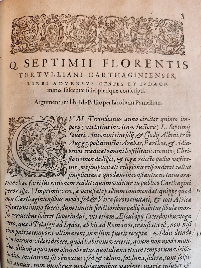 1598 THEOLOGY by TERTULLIAN antique FOLIO 16th century - 20
